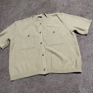 Beige/tan Short Sleeve Cardigan